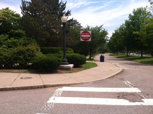 Ewe bushes in the corner park block visibility.